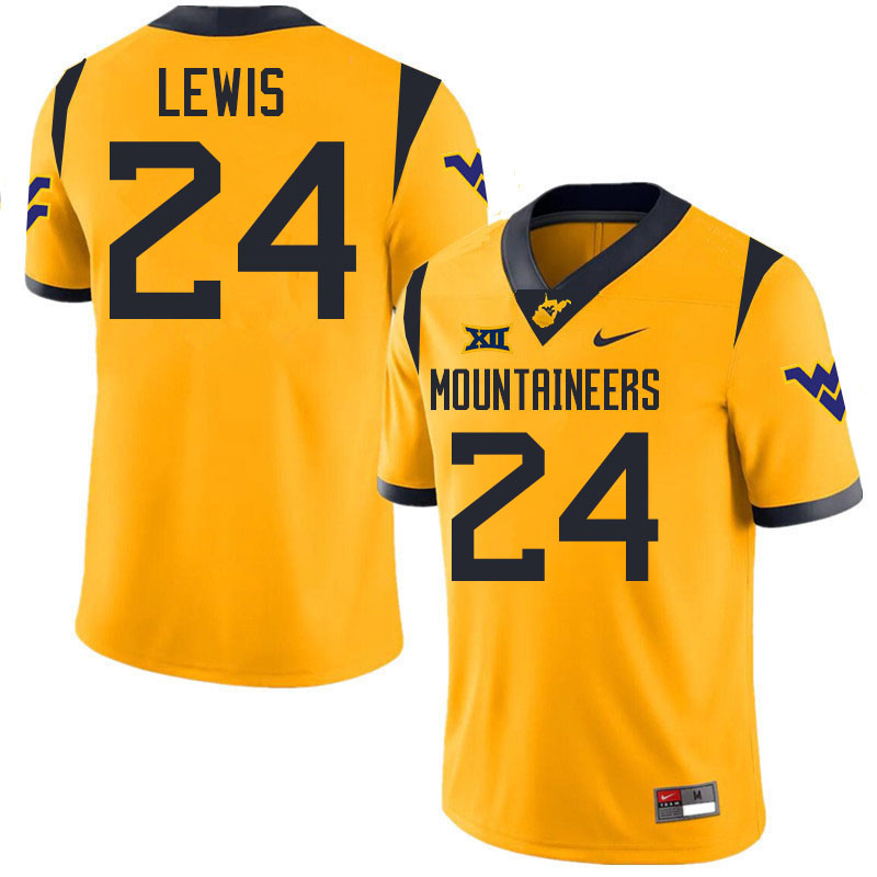 Darrian Lewis WVU Jersey,West Virginia Mountaineers #24 Darrian Lewis Jersey Youth College-Gold